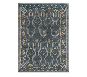 Slate 9x12 Blue Tribal Geometric Hand Knotted Wool Rug