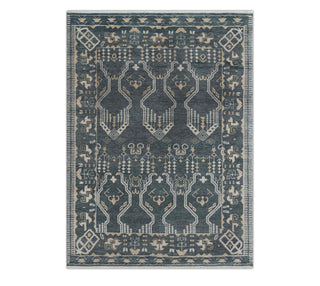 Slate 9x12 Blue Tribal Geometric Hand Knotted Wool Rug