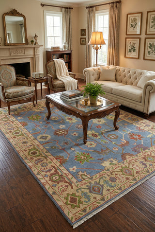 Nesta 8x10 Blue Turkish Oushak Hand Knotted Wool Rug