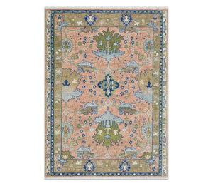 Blossom 8x10 Blush Pink Turkish Oushak Wool Rug