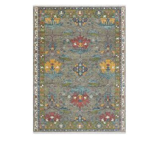 Botanical 8x10 Gray Turkish Blossom Oushak Wool Rug