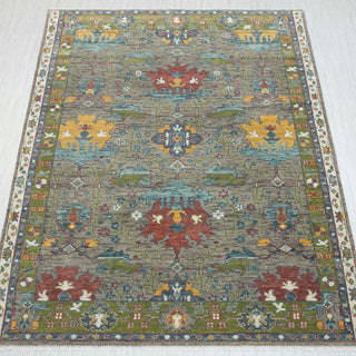 Botanical 8x10 Gray Turkish Blossom Oushak Wool Rug