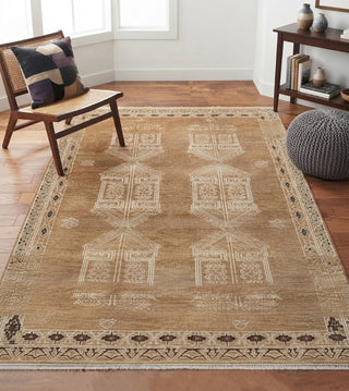 8x10 Camel Beige Traditional Anatolian Oushak Wool Rug