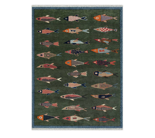 Whimsical - Fish Motifs Soft Wool Area Rug