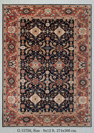 9x12 Navy Persian Serapi Classic Wool Rug