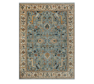 Ramin 8x10 Blue Ivory Persian Tabriz Hand Knotted Wool Rug