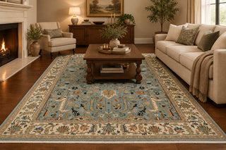 Azura - 8x10 Handmade Blue Persian Tabriz Rug