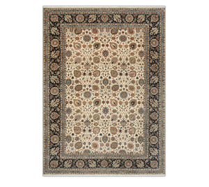 10x14  Meticulously Motifs Persian Floral Ivory Wool Rug