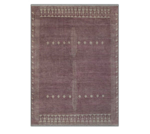 Dusty Mauve 8x10 Geometric Trible Wool Rug