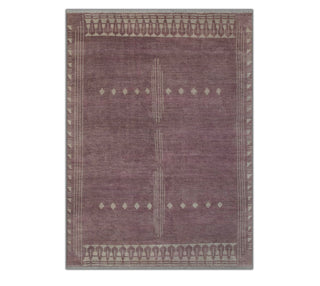 Dusty Mauve 8x10 Geometric Trible Wool Rug