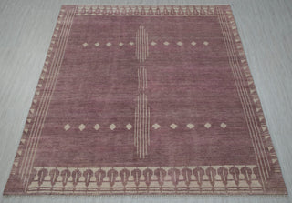 Dusty Mauve 8x10 Geometric Trible Wool Rug