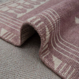 Dusty Mauve 8x10 Geometric Trible Wool Rug