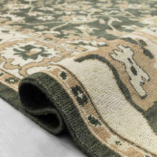 10x14 Green Cream Modern Oushak Large Area Wool Rug