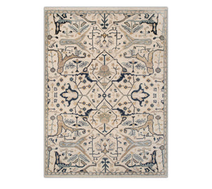 Heirloom 8x10 Ivory Tabriz Inspired Pattern Woolen Rug