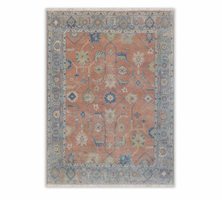 River 8x10 Peach Gray Hand Knotted Quality Oushak Wool Rug