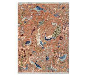 5x7 Persian Peacock Garden Inspired Wool Rug
