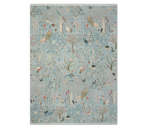 12x15 Blue Birds Peacock Garden Hand Knotted Rug
