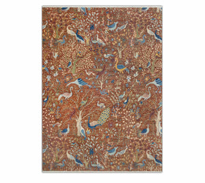 8x10 Garden Peacock Hand-Knotted Wool Area Rug