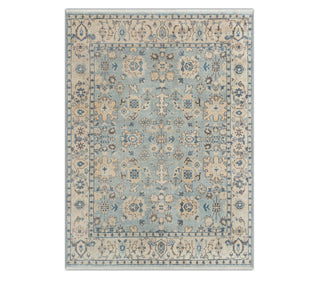 Sylvan 8x10 Soft Blue Floral  Oushak Hand Knotted Wool Rug