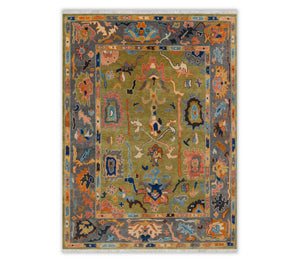 Winnie Green Turkish Hand Knotted Rug