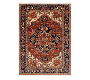 Motifs Red Persian Mahal Serapi Wool Rug 6x9
