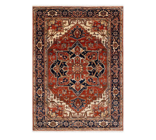 Motifs Red Persian Mahal Serapi Wool Rug 6x9