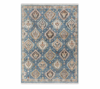 Lily Wick 8x10 Blue tribal Turkish Design Oushak Wool Area Rug