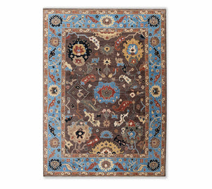 Ashoka 9x12 Brown Blue Modern Turkish Oushak Rug