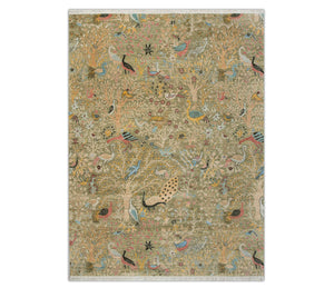 Green Birds Peacock Gardens Tree Wool Rug