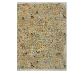 Green Birds Peacock Gardens Tree Wool Rug