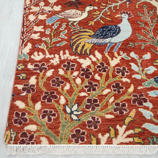 Rust Birds Peacock Gardens Inspired Wool Rug
