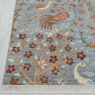 Gray Birds Peacock Gardens Persian Wool Rug