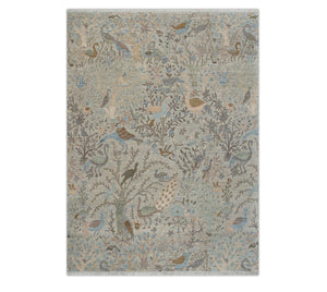 Gray Birds Peacock Gardens Pastel Wool Rug
