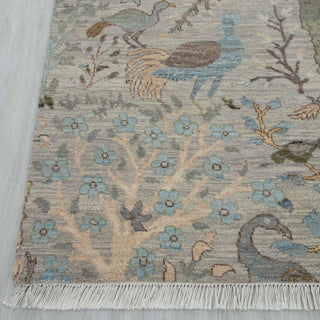 Gray Birds Peacock Gardens Pastel Wool Rug