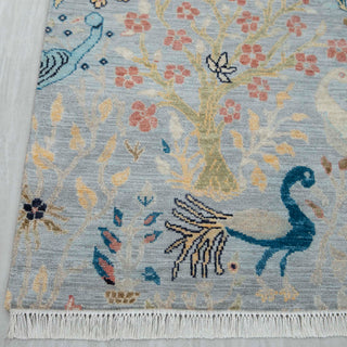 Gray Birds Peacock Gardens Fine Knotted Wool Rug