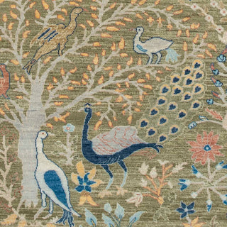 Birds Peacock Gardens Handmade Wool Rug