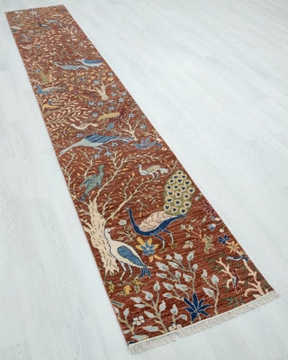 2'6x15 Peacock Birds & Garden Hallways Woolen Runner Rug
