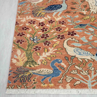 5x7 Persian Peacock Garden Inspired Wool Rug