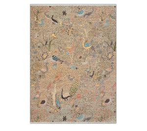 Birds Peacock Motifs 8x10 Hand Knotted Wool Rug
