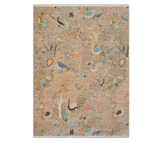 Birds Peacock Motifs 8x10 Hand Knotted Wool Rug