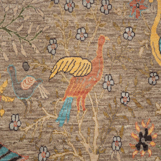 Birds Peacock Motifs 8x10 Hand Knotted Wool Rug