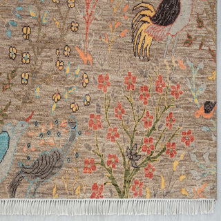 Birds Peacock Motifs 8x10 Hand Knotted Wool Rug