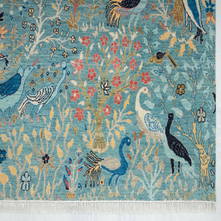 Birds and Garden 10x14 Large Area Hand Knotted Wool Rug