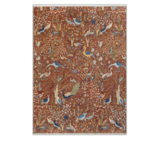 9x12 Coral Birds Of Paradise Terracotta Wool Area Rug
