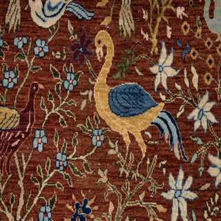 9x12 Coral Birds Of Paradise Terracotta Wool Area Rug