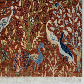 9x12 Coral Birds Of Paradise Terracotta Wool Area Rug