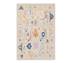Lauren Ivory Cream Turkish Oushak Hand Knotted Wool Rug