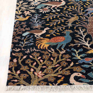 Garden Whispers Birds Peacock Persian Scene Rug