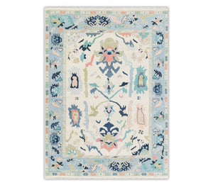 Melrose Ivory Turkish Oushak Hand-Knotted Wool Rug