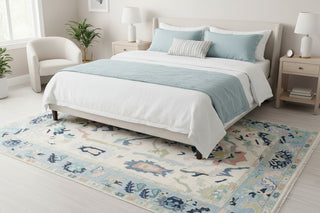 Melrose Ivory Turkish Oushak Hand-Knotted Wool Rug